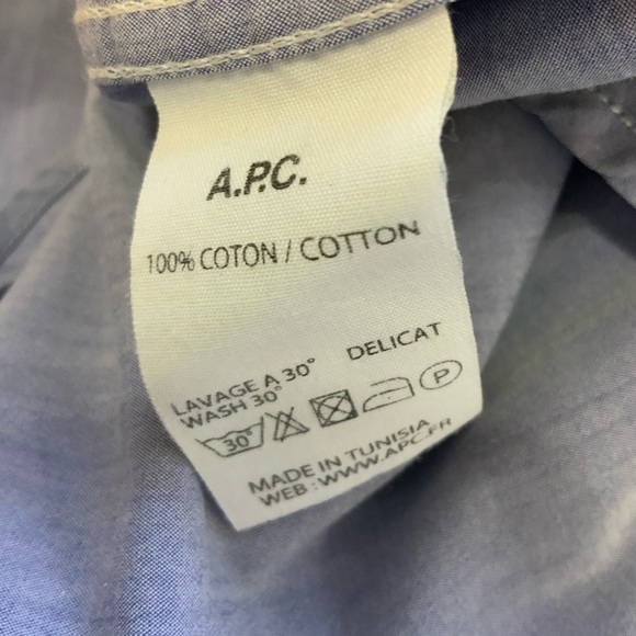 A.P.C. Light Blue Button Down Shirt size M - Picture 4 of 4
